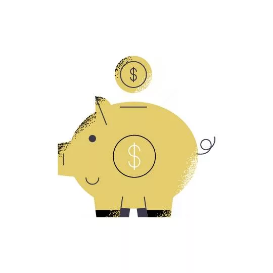 piggy bank with floating coin